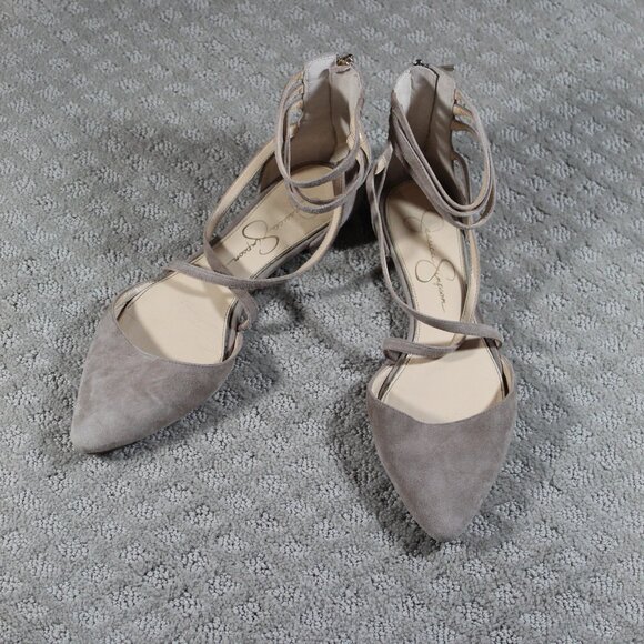 Jessica Simpson Suede Taupe Gladiator Flats - Picture 1 of 5
